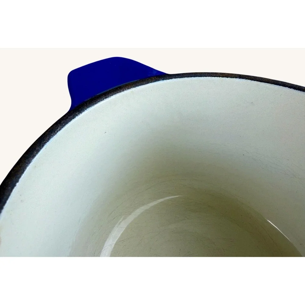 Vintage Cobalt Blue Cast Iron Simmer Pot Fondue Benjamin Medwin Homestead 1.5 Qt